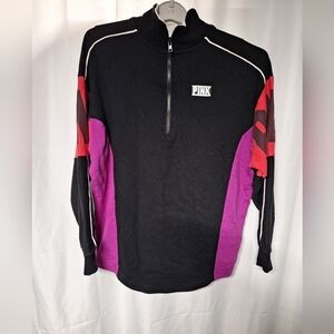 Vintage PINK Victoria's Secret Black and Purple Sweatshirt Half Zip